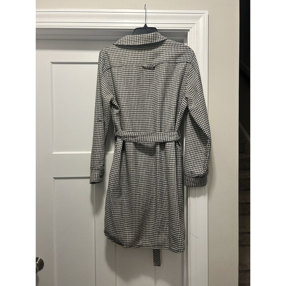 Black White Checkered Houndstooth Long Sleeve Button Down Shirt Dress Size Large - Picture 7 of 7